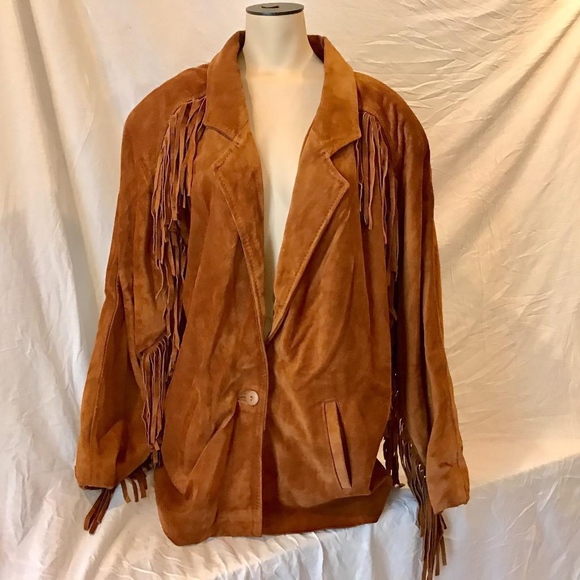 Comint Jackets & Blazers - Vintage Comint Women's Coat Leather Fringed Brown